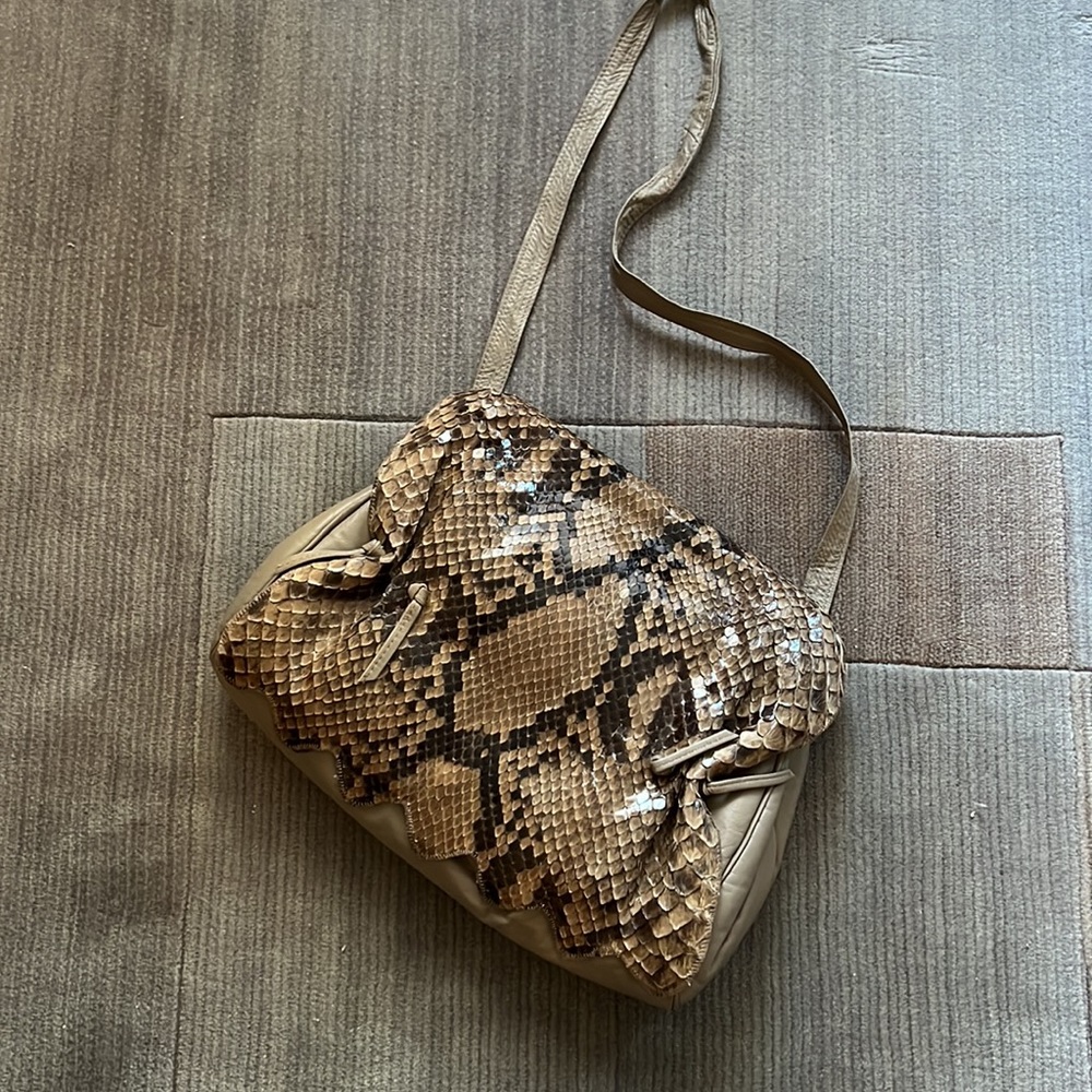 Handbag Real Genuine Python And Leather 14”X12”, … - image 3